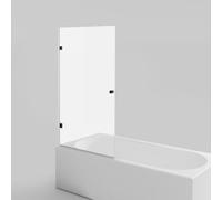 Accesorio para bañera (80 x 140 cm, pared plegable, aluminio, vidrio templado), color negro