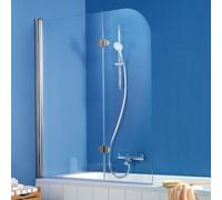 Accesorio para bañera HSK Exklusiv, de 2 piezas, tamaño 114 x 140 cm, tope izquierdo, 406114-L-41-120, Cabinas de ducha: Aspecto cromado: Vidrio real TwinSeal