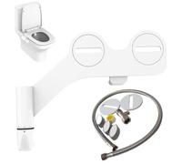 Accesorio para bidé para inodoro Reino Unido, accesorio para bidé para inodoro, rociador ultradelgado con boquilla doble, rociador no eléctrico de presión ajustable para lavado femenino/posterior.