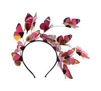 Accesorio para el cabello de temperamento destacado para mujer, aro de alto rendimiento, disfraz de mariposa de simulación exagerada, diadema roja