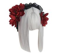 Accesorio para el cabello hecho a mano, diadema gótica Lolitas Cosplay Maid encaje clip flores decoraciones para mujeres niñas Lolitas Maid diadema encaje flor gótica