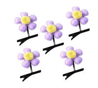 Accesorio para el cabello resistente al óxido, clip ligero, seguro que aquí hay un título del producto para listar niños, divertido diseño de primavera, juego de pines morados, 5 piezas