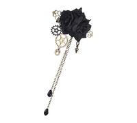 Accesorio para el pelo de fantasía - Pasador de pelo estilo antiguo steampunk para mujeres | Broche vintage gótico de flores | Horquilla decorativa con borlas, accesorios retro para fiestas, pasador