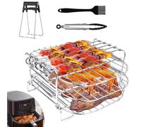Accesorio para Freidora de Aire, 3 Pisos Rejilla para Freidora de Aire, Rejilla de Acero Inoxidable Accesorios para Airfryer COSORI 5,5L/4,7L Cecotec 6L/5.5L