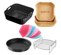 Accesorio para freidora de aire caliente, accesorios para Philips Airfryer XL 6,2L, COSORI 4,7L 5,5L, Cecotec 6L, Ninja AF140 AF141 AF181 Silikonform,Grillroste,Pizzapfanne,Backpapier,Silikon Cupcake