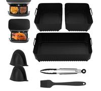 Accesorio para freidora de aire caliente compatible con Ninja AF500EU 5,2L / 10,4L, Cosori Dual Blaze TwinFry XXL 10L, inserto de silicona para freidora de aire caliente, accesorio reutilizable y apto