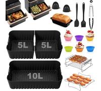 Accesorio para freidora de aire caliente Cosori Dual Blaze Twinfry XXL 10 L, accesorio de silicona para airfryer (1 x 10 l y 2 x 5 L), compatible con Ninja Foodi Flexdrawer 10,4 L freidora de aire