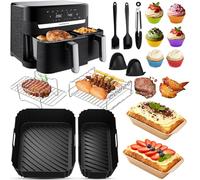 Accesorio Para Freidora de Aire Caliente Moulinex EZ9018 Dual Easy Fry 8,3 L (5,2/3,1 L), Incluye Accesorios de Silicona Para Freidora de Aire Caliente, Parrilla, Guantes de Silicona, Etc