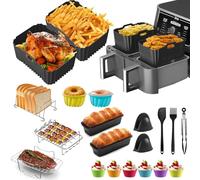 Accesorio para freidora de aire caliente Ninja AF400EU Double Stack 9,5 L, accesorio para airfryer compatible con freidora de aire caliente YASHE 9L y Juskys 9L, juego de 20 moldes de silicona con