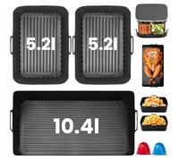 Accesorio para freidora de aire caliente Ninja Foodi Flexdrawer 10,4 L AF500EU, nueva actualización, 3 unidades, molde de silicona reutilizable, molde de silicona para Ninja Flex Drawer Dual Zone