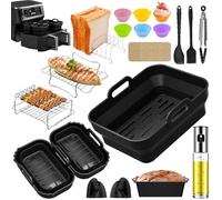 Accesorio para freidora de aire caliente Ninja Foodi MAX Dual Zone Air Fryer AF400EU AF400EUCP AF451EU AF300EU DZ400EUSTGD, incluye molde de silicona plegable, moldes para magdalenas, parrilla, papel