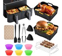 Accesorio para freidora de aire caliente, para COSORI 2 cámaras, 8,5 L, freidora de aire caliente, compatible con Ninja SL400/Russell Hobbs 27681-56, accesorios Airfryer contiene molde de silicona