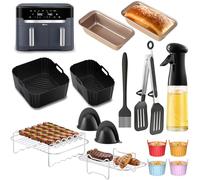 Accesorio para freidora de aire caliente Tefal Dual Easy Fry XXL 11L (6,5 L + 4,5 L), accesorio para freidora Tefal Dual EY942B, incluye molde de silicona, parrilla, botella pulverizadora de aceite,