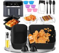 Accesorio para freidora de aire caliente Tefal EY942B Dual Easy Fry XXL 11 litros (6,5 L + 4,5 L) - Accesorios para airfryer incluyendo molde de silicona, parrilla, moldes para pan, pinzas de cocina