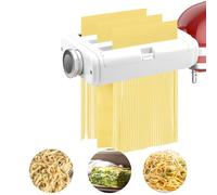 Accesorio para hacer pasta 3 en 1 para batidoras KitchenAid, incluye rodillo de hoja de pasta, cortador de espaguetis, accesorios para cortador de fettuccine y cepillo de limpieza, hecho en casa