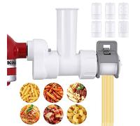 Accesorio para hacer pasta para batidoras KitchenAid incluye 6 formas diferentes de salida de pasta, accesorios duraderos de prensa de pasta y cepillo de limpieza, color blanco