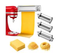 Accesorio para Pasta para Batidora de Pie para KitchenAid 3 pzs - Rodillo de Pasta, Cortador de Espaguetis & Cortador de Fettuccine - Accesorios Inox - Accesorios Batidora KitchenAid de MMOBIEL