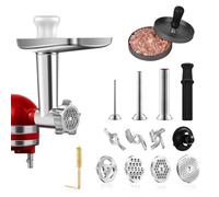 Accesorio para Picadora de Carne, Kitchen Accesorio de Acero Inoxidable con Discos de Molienda Tubos para Embutir Salchichas Cuchillas Máquina para Hacer Hamburguesas para Picar Carne Procesar Frutas