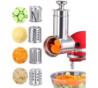 Accesorio para trituradora de acero inoxidable para batidoras KitchenAid, máquina de ensalada grande, accesorios de rallador de queso con 4 cuchillas gruesas, apto para lavavajillas