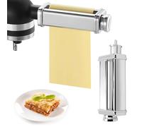 Accesorio Pasta Acero Inox 304 para Kenwood, Máquina de Pasta con Perilla, 8 Grosores Ajustables, Rodillo para Pasta para Accesorios Kenwood Kmix/Chef, Plata
