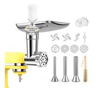 Accesorio Picadora de Carne de Acero Inox para KitchenAid - 4 Platos Picadores, 3 Tubos de Relleno de Salchichas, 2 Cuchillas Picadoras Apto & 1 Formador de Albóndigas - Para Lavavajillas -Por MMOBIEL