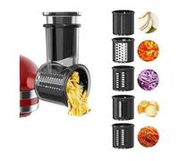 Accesorio rebanador triturador Compatible con batidora de pie KitchenAid con 5 cuchillas, accesorio rallador de queso con conducto de alimentación grande