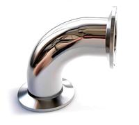 Accesorio Tubo Codo 90° Abrazadera Tri Acero Inoxidable SS316 (ID 19-108mm, Ferrule OD 50.5-119mm) Pulido Espejo Sanitario para Homebrew & Industria - 1 Pieza(25mm Ferrule 50.5)