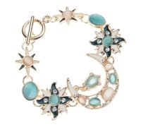 Accesorio único de asimetría para mujer, diseño de sol, luna, estrella, estrella, con diamantes de imitación, piedra de ópalo, talla única, como se describe