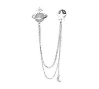 Accesorio único de traje para hombre, con borlas de planeta de cristal, con diamantes de imitación brillantes y cadena para creadores de tendencias, elegante broche para trajes