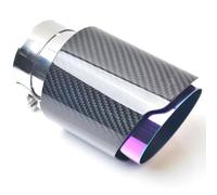 Accesorio Universal Carbono Fibra Brillante Sarga Para Extremo Tubo Punta Silenciador Acero Inoxidable Para Coche Cola Tubo Escape(63-89)