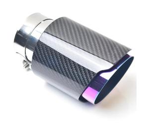 Accesorio Universal Carbono Fibra Brillante Sarga Para Extremo Tubo Punta Silenciador Acero Inoxidable Para Coche Cola Tubo Escape(60-89)