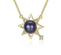Accesorios 925 Collar de Plata esterlina para Mujeres Estrella de Perla de Agua Dulce Black Trendy Minimalista Collares Colgantes para Mujeres de Daurry Dainty Coreano