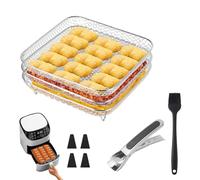 Accesorios Airfryer Acero Inoxidable 304 - Rejillas Cuadradas Apilables 20 cm (25,5 cm diagonal) compatibles con COSORI Turbo Tower Pro 10,8L, Russell Hobbs XXL 8L, Ninja Airfryer