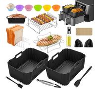 Accesorios Airfryer para Ninja Foodi MAX Dual Zone Freidora de aire caliente AF400EU AF300EU AF400EUCP DZ400EUSTGD, 2 moldes de silicona para freidora de aire caliente de 9,5 L, otros accesorios