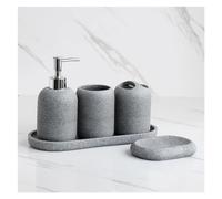 Accesorios BañO Set Juego de Accesorios baño, dispensador loción, Soporte for Cepillo Dientes, Bandeja, Vaso, jabonera, Color Beige y Gris, 5 uds(Grey)