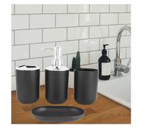Accesorios BañO Set Juego de Accesorios baño plástico ABS, Taza for Cepillo Dientes, Soporte for, jabonera, decoración encimera for Hotel en casa, 4 Uds(Black)