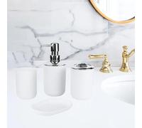 Accesorios BañO Set Juego de Accesorios baño plástico ABS, Taza for Cepillo Dientes, Soporte for, jabonera, decoración encimera for Hotel en casa, 4 Uds(White)