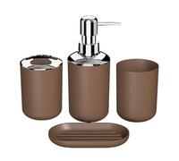 Accesorios BañO Set Juego de Accesorios baño plástico ABS, Taza for Cepillo Dientes, Soporte for, jabonera, decoración encimera for Hotel en casa, 4 Uds(Brown)