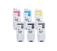 Accesorios Cartucho de Tinta 727 con Chip Permanente Compatible con impresoras HP 727 Compatible con impresoras HP DesignJet T920 T930 T2500 T2530 T1500 T1530 6 Colores 300 ml(6 Colors)