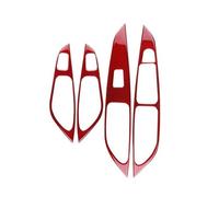 Accesorios Coche Para Seat Para Leon MK3 2013 2014 2015 2016 2017 2018 2019 2020 LHD RHD Panel Elevación Ventana Coche Interior Adhesivo Fibra Carbono Suave Real(For RHD Red Carbon)