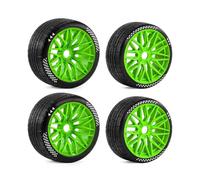 Accesorios Coche RC para ARRMA 1/7 para Felony para Infraction 6S para FS para Racing para Mustang GT Rueda Hexagonal 17mm Juego Neumáticos Escalonados RC 2 Uds Delantero Trasero(Green)