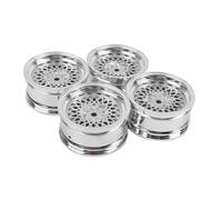 Accesorios Coche RC para Tamiya para Hsp para Hpi 94123/122 1/10 4 Piezas Flat Run Drift Llantas Ruedas Neumáticos Buje Piezas De Repuesto para Buje De Rueda De Coche RC(Silver)