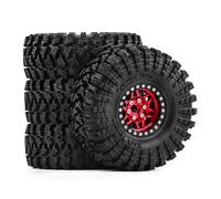Accesorios Coche RC para TRX4 para SCX10 para Capra para Axial para SCX24 para Traxxas para Enduro Llantas Beadlock 1.9 Pulgadas con Hexágono 12 Mm Piezas para Camiones RC Crawler(Red)