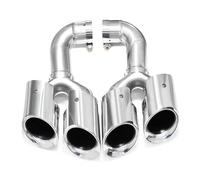 Accesorios Coche Tubo Escape Cuádruple Boquilla Silenciador Acero Inoxidable Negro Para VW Para Touareg 2012-2017(SILVER)