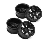 Accesorios Coches RC para Kyosho para HSP LC PTG-2 para Tamiya 1/10 RC para Coches Carreras para Camiones para Rally 4 Uds Llanta De Plástico Neumático para Cubo(Black)