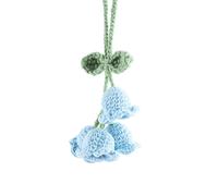 Accesorios colgantes de espejo para coche, bonito lirio del valle, decoración de flores de ganchillo tejida a mano para espejo, espejos retrovisores, llaveros (rosa), Metal Plástico
