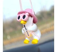 Accesorios colgantes para espejo retrovisor de pato oscilante, adorno colgante para coche, espejo retrovisor interior, adornos para decoración de manualidades, muñeca para cumpleaños