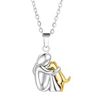 Accesorios Collar de abrazo de plata de ley 925 para mujeres y hombres, collar de perro abrazado, abrazo de mamá e hijo, colgante de alas de ángel de abrazo, collar de abrazos y besos de dos manos,