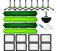 Accesorios compatibles con iRobot Roomba Evo i1 i2/+i3 i3+ i4 i5 i6 i6+ i7 i7+ i8 i8+/Plus E5 E6 E7 J5 J7 I, E &J Series: cepillo de rodillo, cepillos laterales, filtro HEPA, rueda delantera