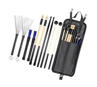 Accesorios completos para batería que comprenden baquetas surtidas, mazos, varillas de madera, bolsa de almacenamiento impermeable con bolsillo para cepillos de tambor